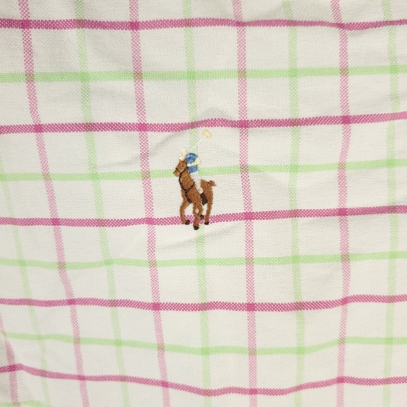 Ralph Lauren Shirt Mens 17.5 Red Green Check Dress Button Up Long Sleeve - Picture 3 of 7